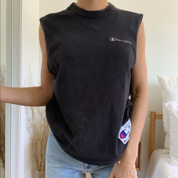 Champion Tops - Vintage Black Champion Muscle Shirt